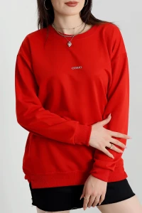 Baskılı 2 İplik Sweat Kırmızı - 20789.1878.